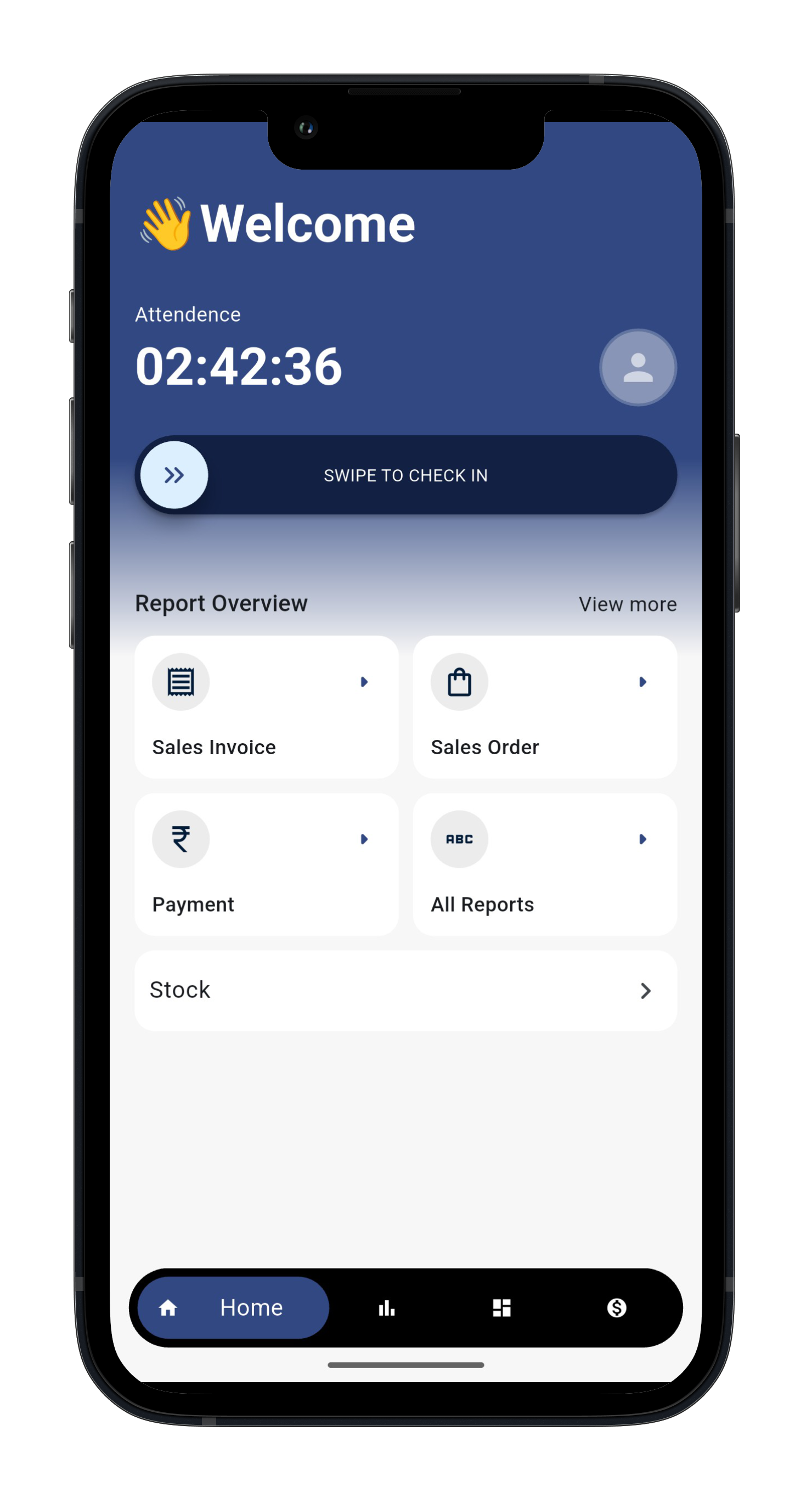Mobile Order Booking Screen